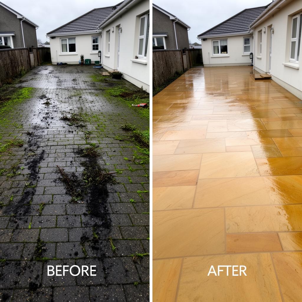 Sandstone driveway, fully restored — after