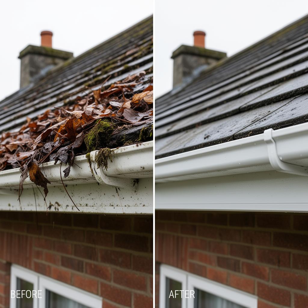 Gutters cleared & rinsed — after